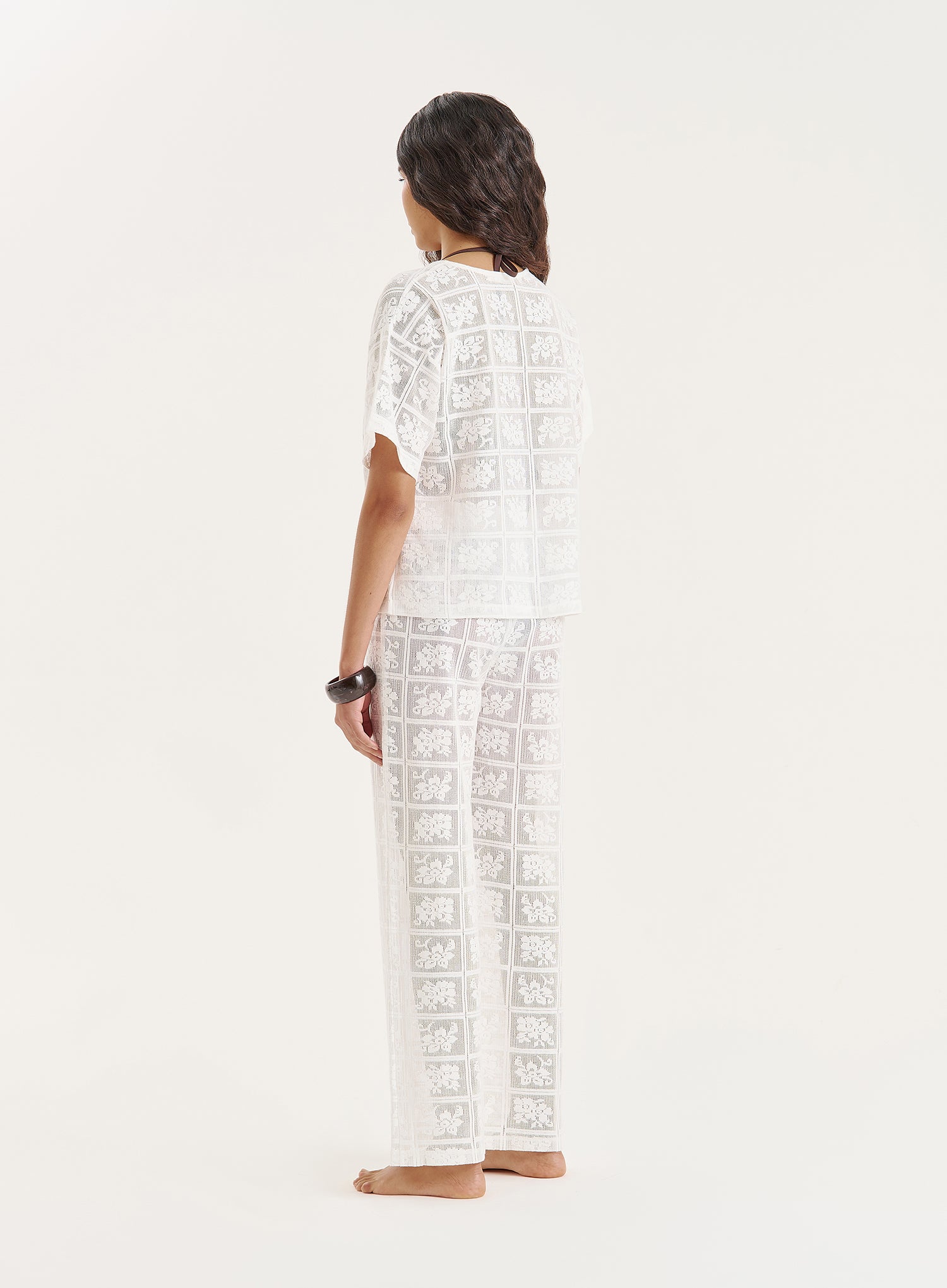 White Crochet Lace Tie Front Top